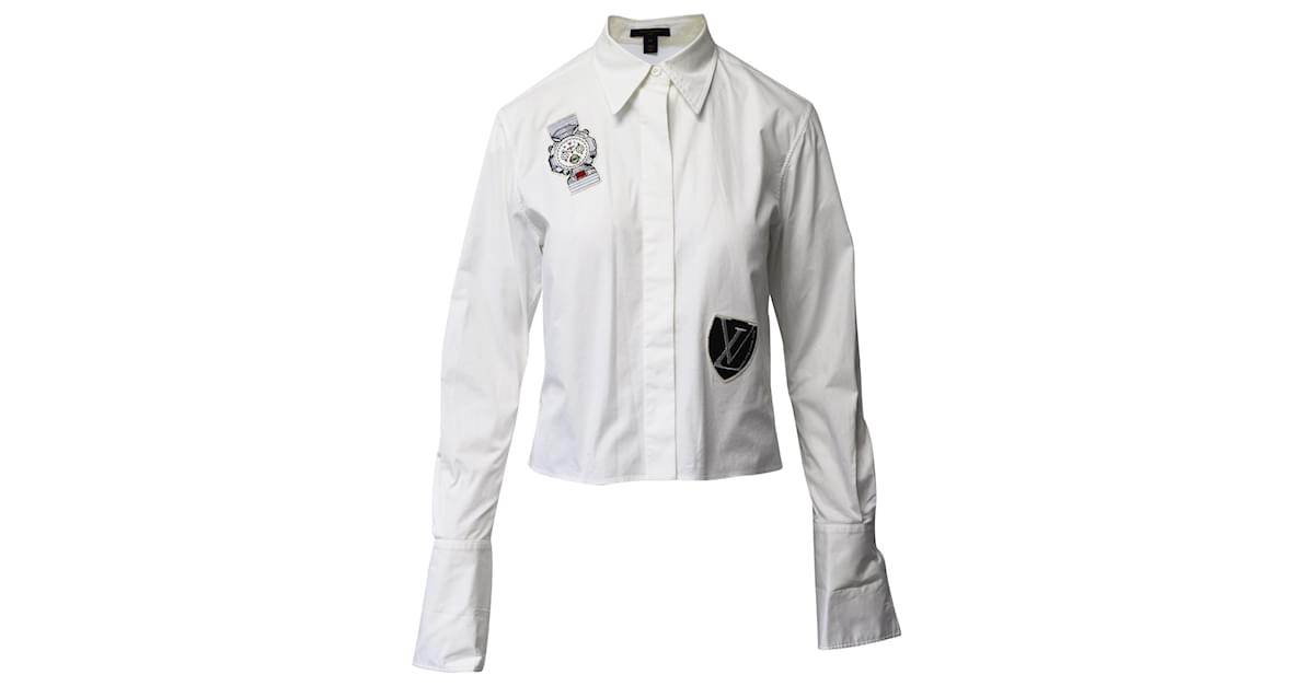 Louis Vuitton Patched Shirt in White Cotton ref.620473 - Joli Closet