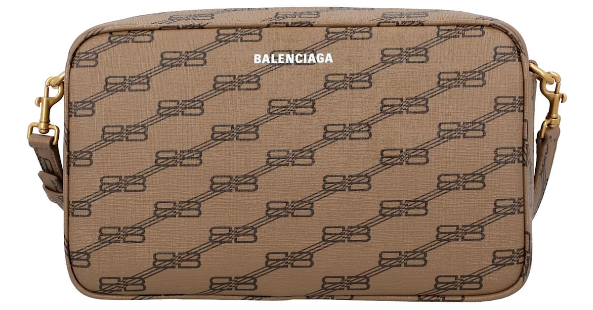 Signature Medium Camera Bag Bb Monogram Coated Canvas in Beige