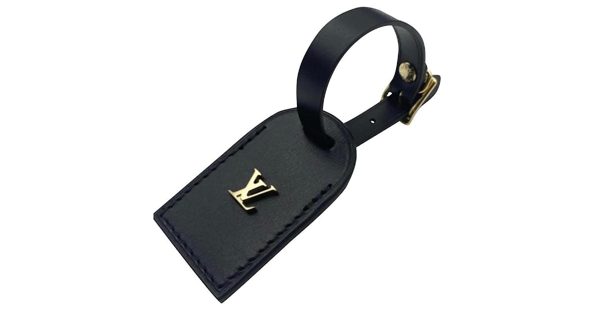 Louis Vuitton Luggage tag black large size hot stamped Madrid Time Capsule  in silver Leather ref.183455 - Joli Closet
