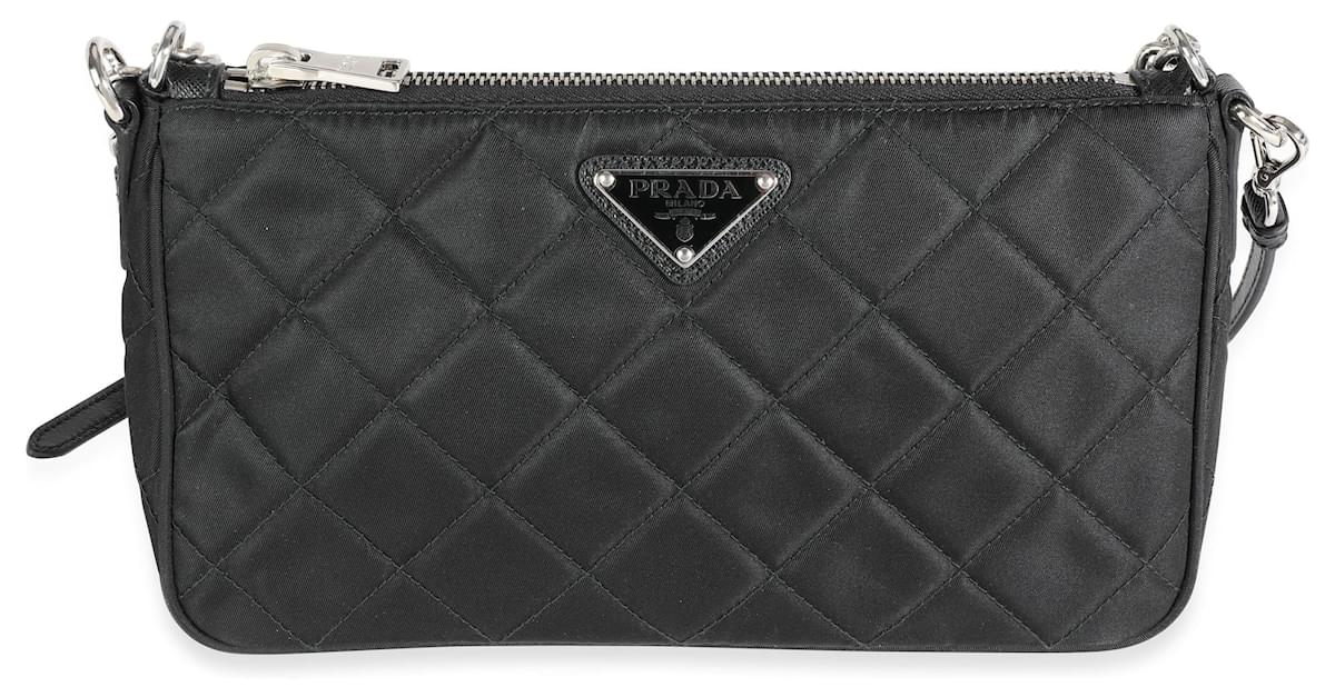 PRADA BANDOLIERA TESSUTO Impuntu Nero Nylon Shoulder Bag Crossbody