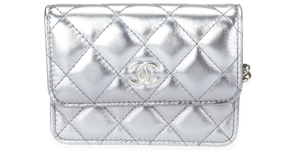 CHANEL, Bags, Chanel Silver Metallic Quilted Lambskin Coco Punk Belt Bag