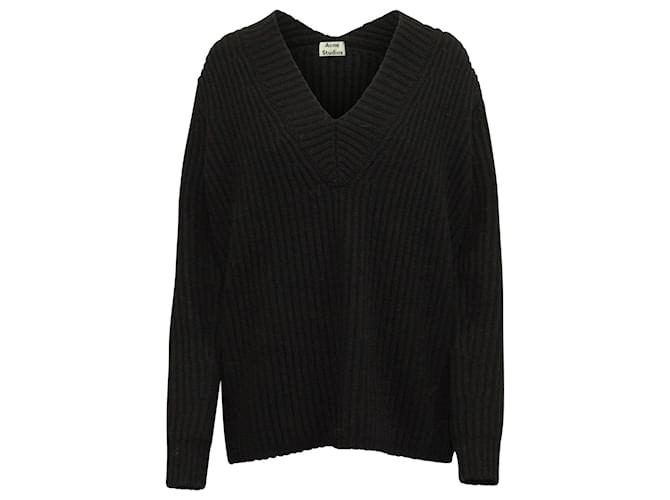 Acne Studios Keborah V-neck Sweater in Black Wool ref.622856