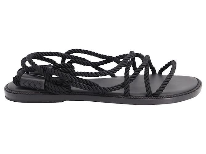 Ann Demeulemeester Flat Rope Sandals in Black Leather ref