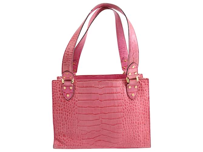 Kate Spade Crocodile Embossed Bag in Pink Leather