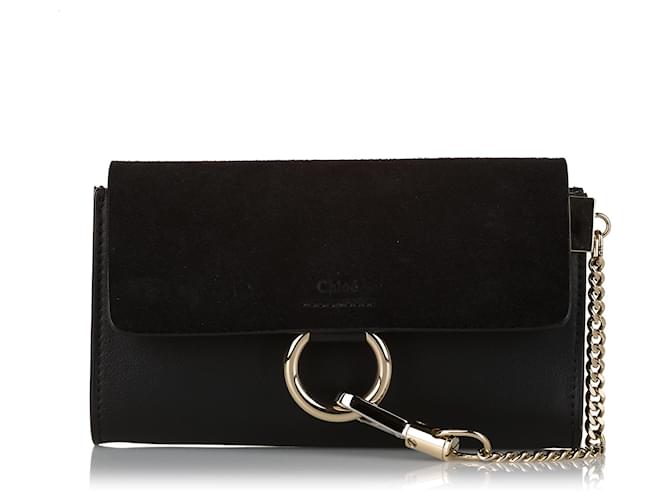 Chlo?� Sac bandouli?�re en cuir noir Chloe Faye Suede ref.626276 - Joli Closet