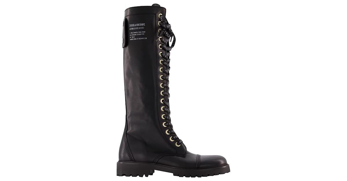 Zadig & Voltaire Joe Boot Smooth Cowskin in black leather ref.626471 ...