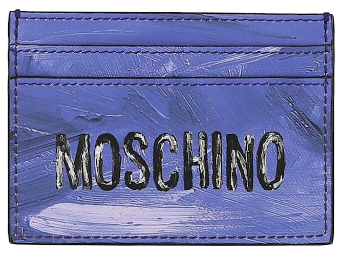 Moschino PaintedEffect Leather Card Holder Blue ref.627362 Joli Closet