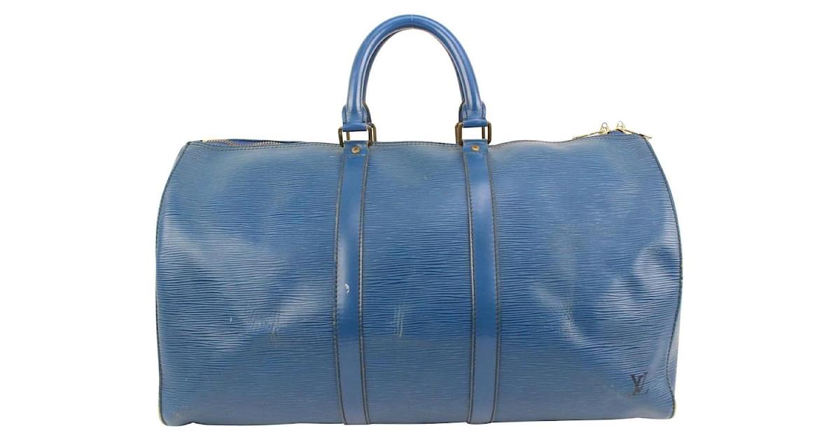 Louis Vuitton Blue Toledo Epi Leather Keepall 45 duffle bag ref