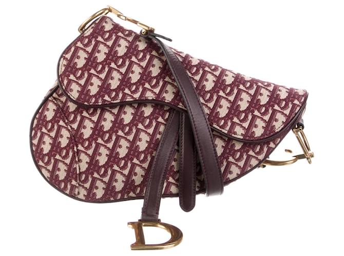 Christian Dior Obligue Saddle Bag Dark red Cloth ref.629373 Joli Closet
