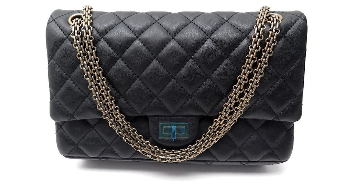 NEW LARGE CHANEL HANDBAG 2.55 BLACK QUILTED LEATHER LEATHER HAND BAG  ref.629825