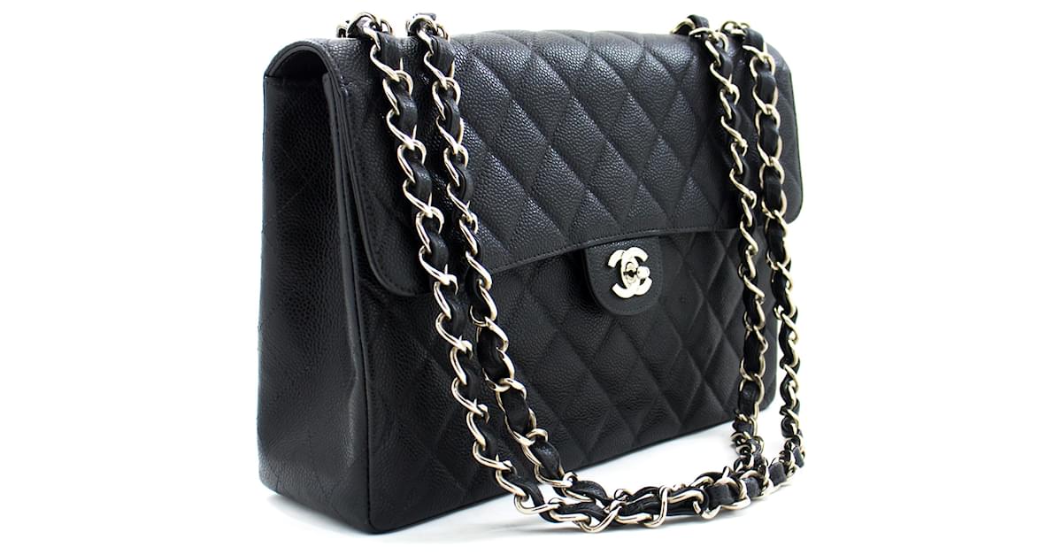 CHANEL Classic Large 11 Chain Shoulder Bag Black Grained calf leather  ref.630522 - Joli Closet