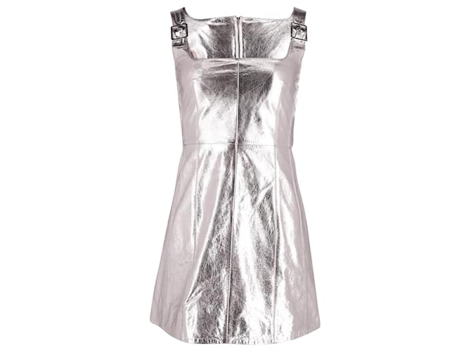 Alexa Chung Buckle-Detailed Mini Dress in Silver Metallic