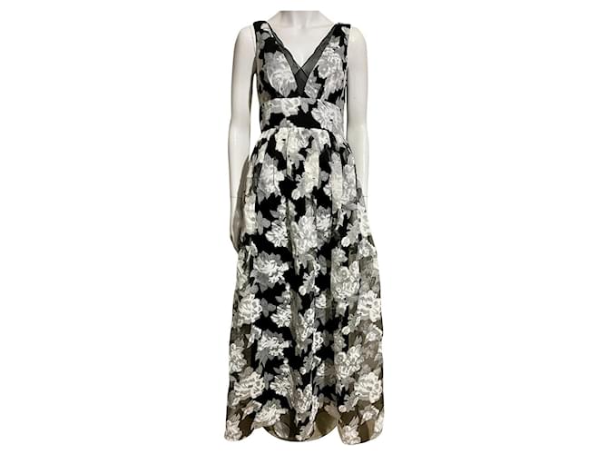 Vera Wang (étiquette noire) robe de bal en noir et blanc Polyester