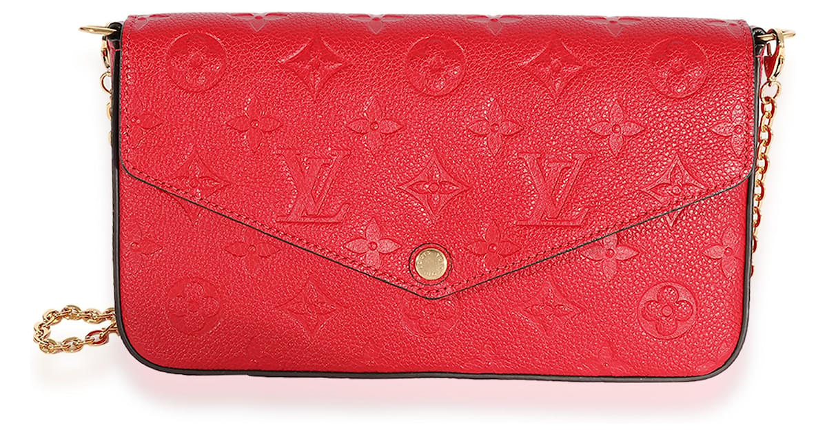 NWT Louis Vuitton Felicie Pochette Monogram Empreinte Leather Scarlet Red