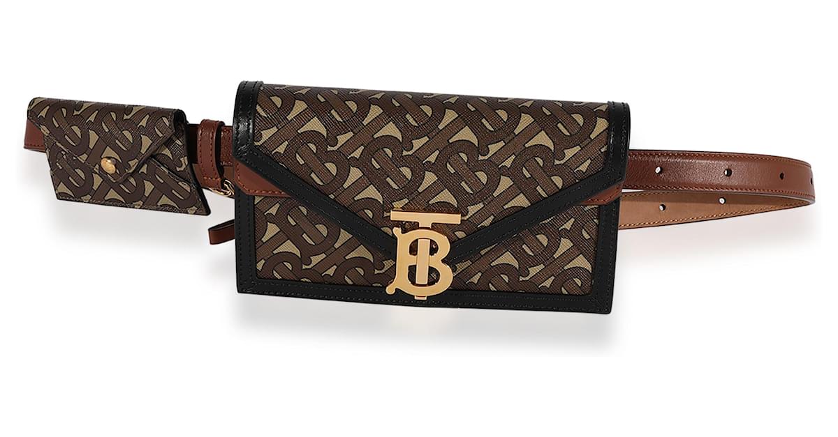 Burberry 'tb' Monogram Clasp Leather Belt Bag in Brown