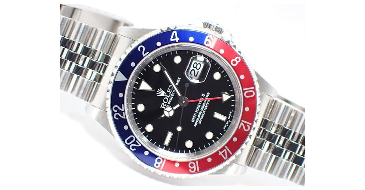 Bisel azul rojo ROLEX GMT MasterII 16710 Serie K para hombre Negro ...