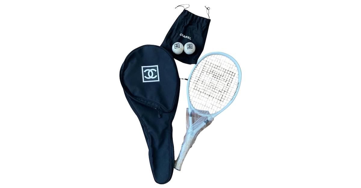 CHANEL Tennis Racquet and Nylon Quilted Cover White 443242