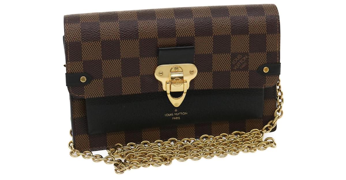 LV Louis Vuitton Vavin Damier Ebene Canvas and Black Leather Handbag PM  N40108