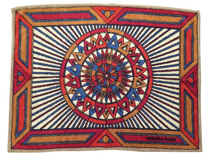 Serviette De Plage Hermès Paris - Coton Gris 90x150cm - Motif Soleil - Occasion