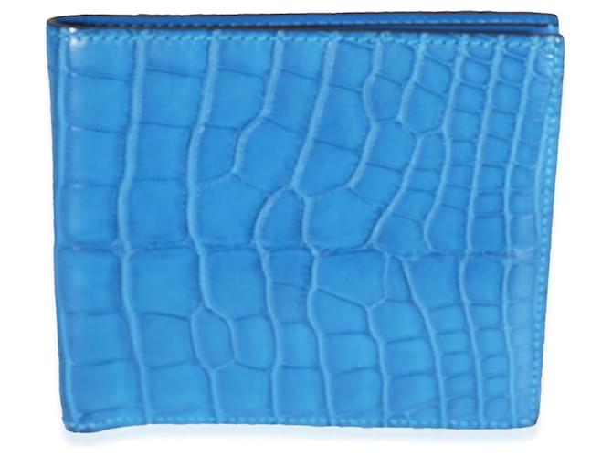 Hermès Hermes Bleu Mykonos Matte Alligator Mc2 Copernic Wallet
