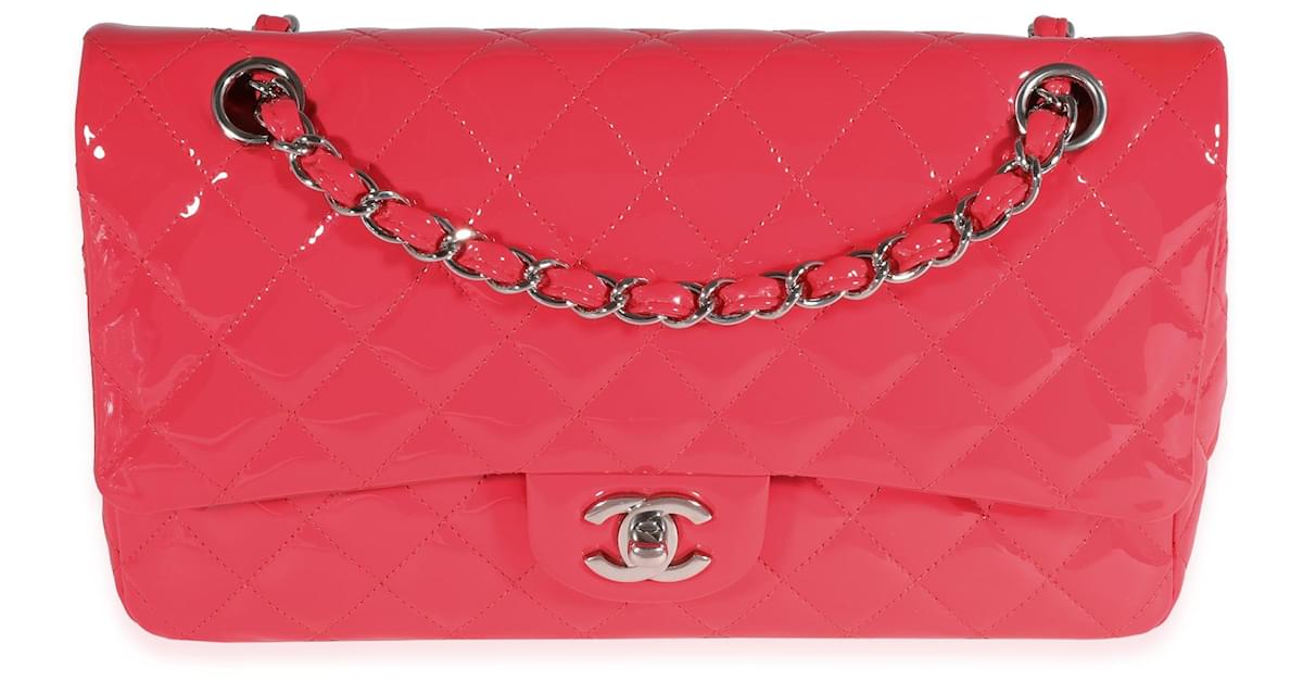Chanel Candy Pink Quilted Patent Leather Medium Classic Double Flap Bag  ref.637081