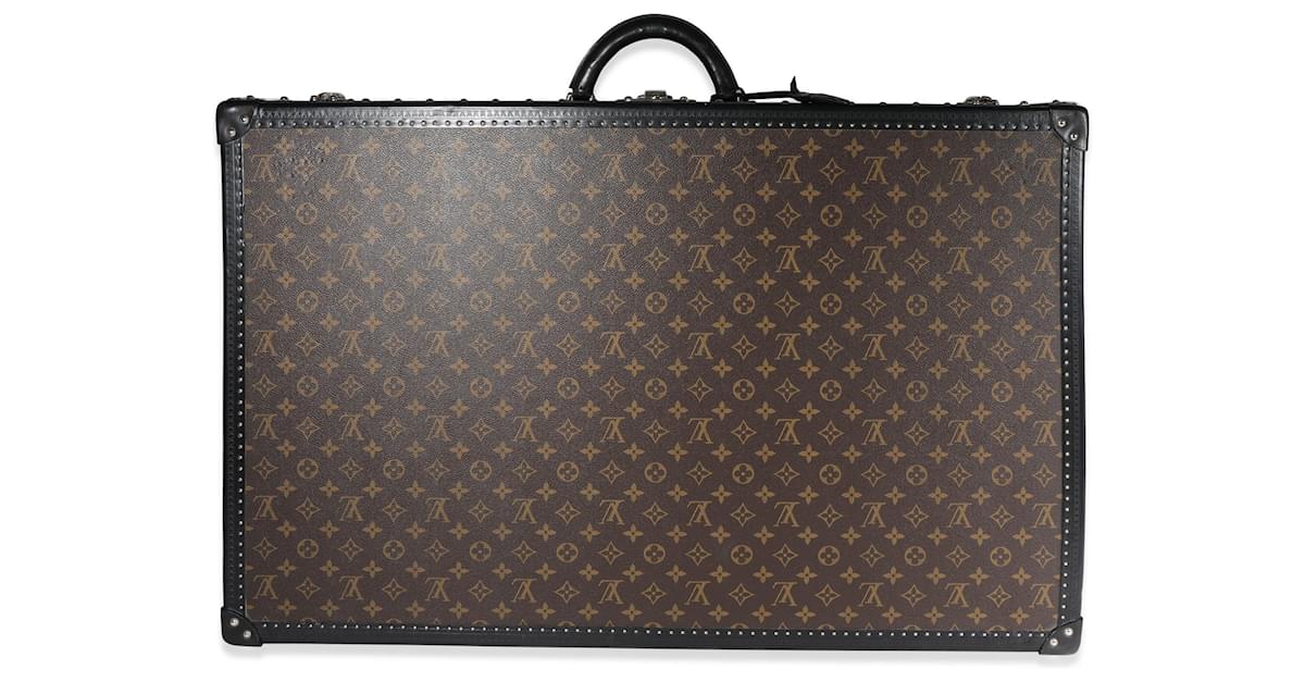 Louis Vuitton Monogram Macassar & Black Leather Alzer Trunk 80 Brown  ref.637199 - Joli Closet