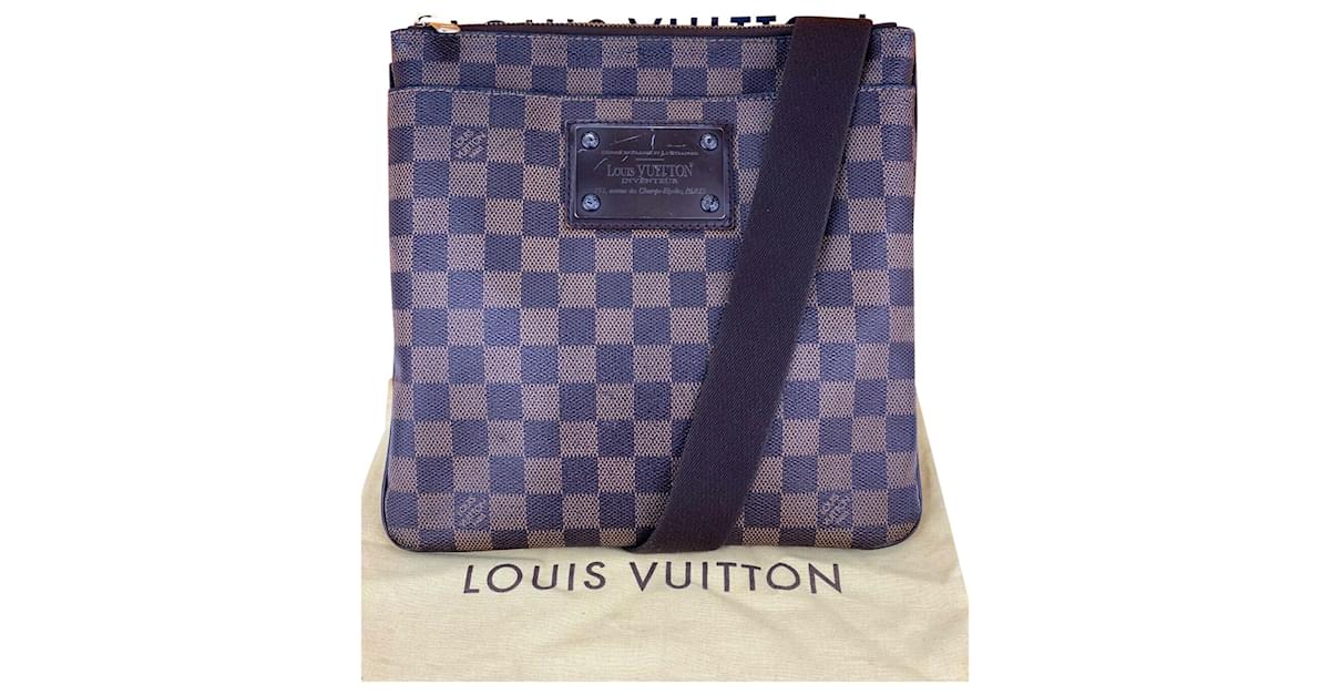 Louis Vuitton Damier Ebene Brooklyn Plate Shoulder Crossbody Bag N41100  a884 Leather ref.639184 - Joli Closet