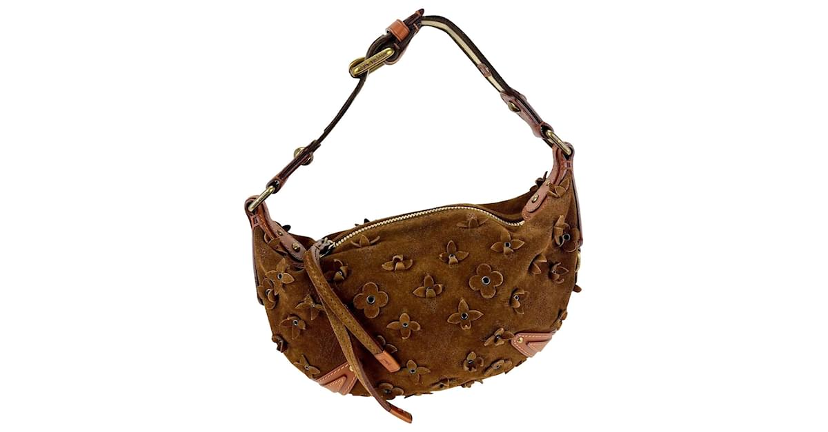 Louis Vuitton Hand Bag Brown Suede Mahina Fleurs Onatah Pm Cacao Hobo Bag  C60 Leather ref.639287 - Joli Closet