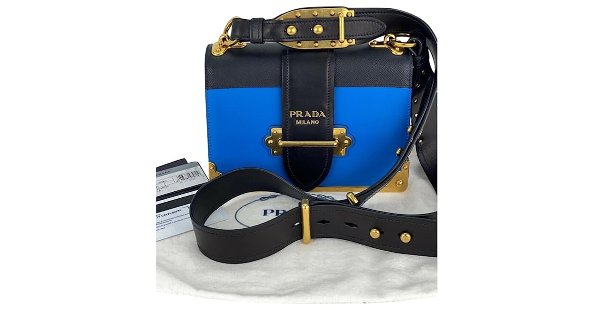 Prada cahier bag Sea Blue/black