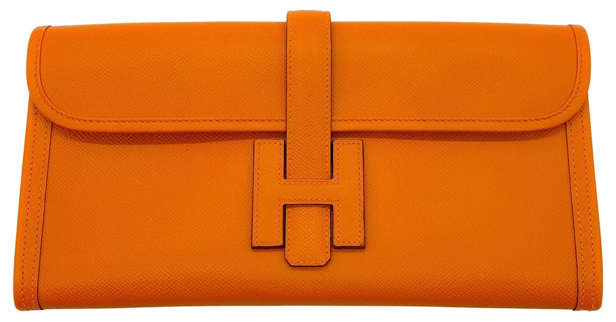 Hermès Hermes Jige 29 Orange Leather Clutch ref.641649 - Joli Closet