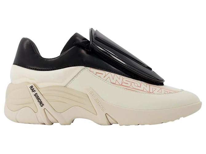 Raf Simons Antei Sneakers in Ivory and Black Leather Multiple