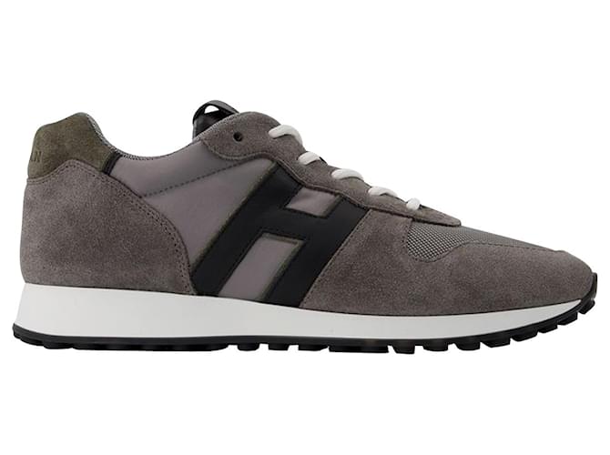 Hogan H383 H Pelle Sneakers in Grey Suede Cloth Joli
