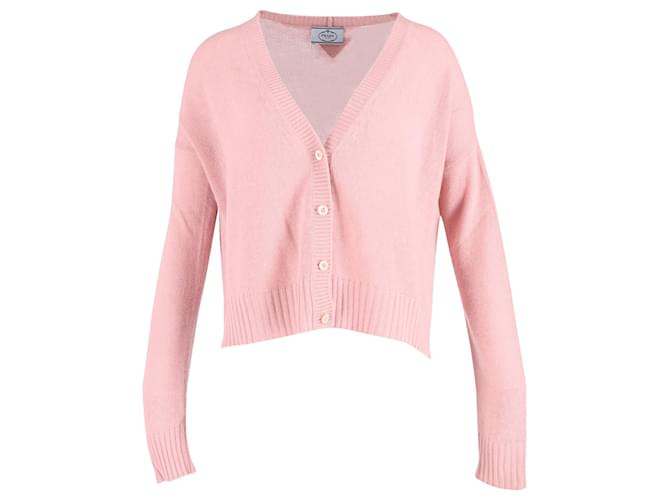 Prada V-Neck Cardigan in Pink Wool Cashmere ref.649055