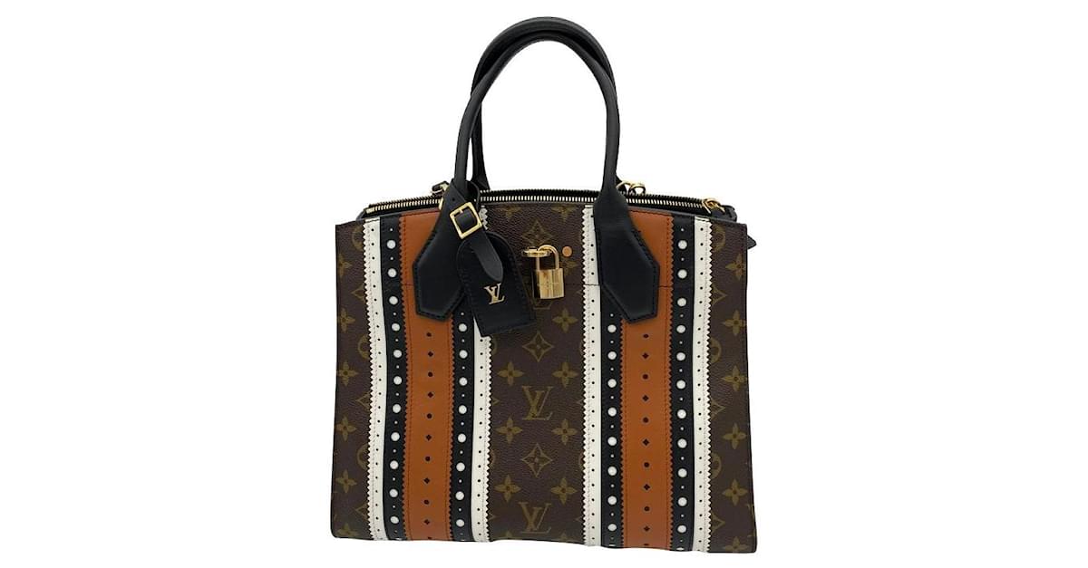 Louis Vuitton City Steamer Handbag Damier Tressage Monogram Canvas