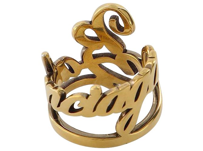 Bague Vintage En Laiton Doré Et Résine - Années 1970 - État Excellent - Taille Unique - Unisexe