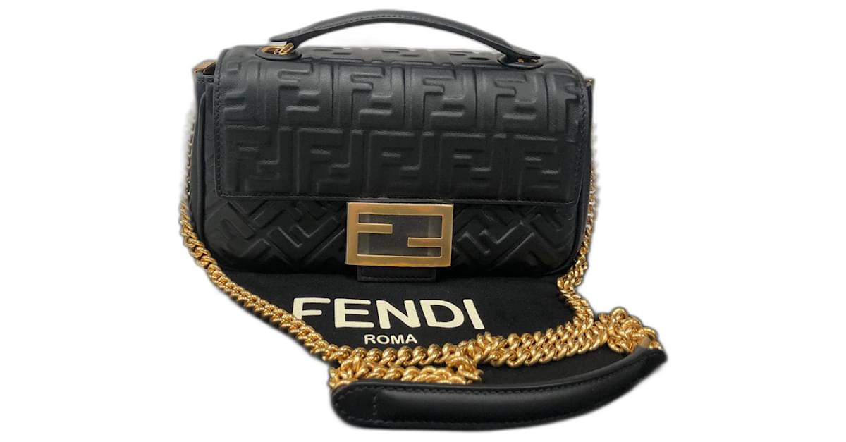 Fendi Baguette Chain Midi Black Nappa - shop online on klueles