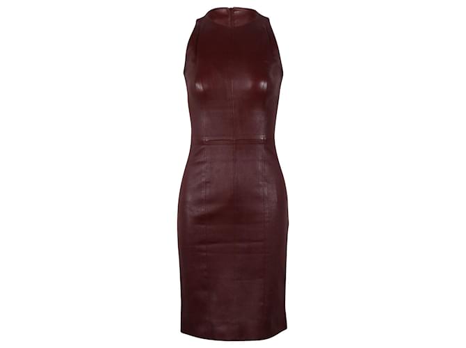 The Row Sleeveless Bodycon Dress in Maroon Lambskin Leather (Sold) - Joli  Closet