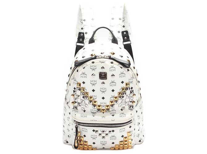 mcm Visetos Studded Stark Backpack white Leather Pony-style  display picture 1