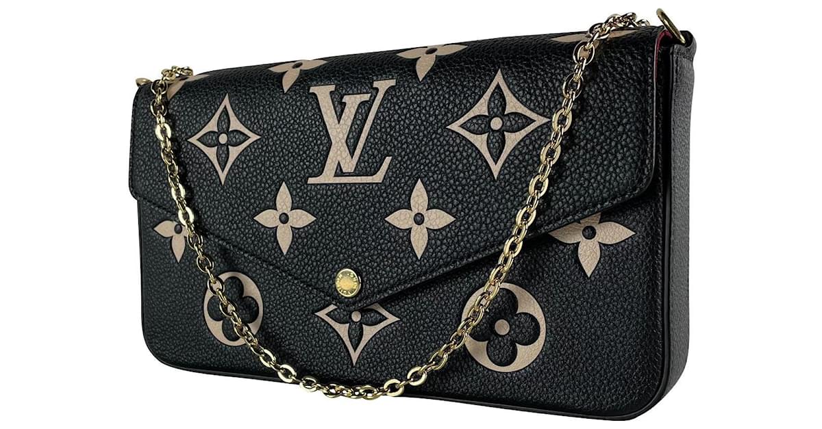 Louis Vuitton Pochette Félicie Black Beige Leather ref.655020 - Joli Closet