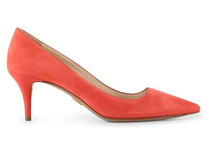 Prada Coral Suede Pumps Orange Joli Closet