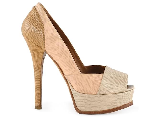 Zucca Fendi Fendista Colorblock Lizard Embosssed Leather Platform