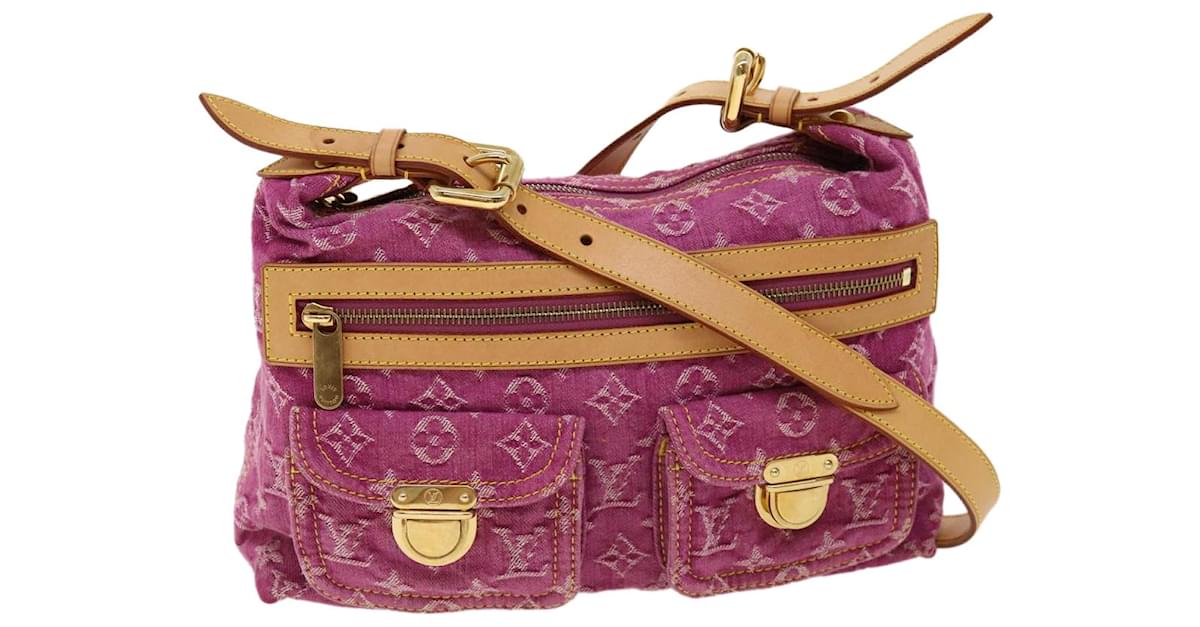LOUIS VUITTON Monogram Denim Buggy PM Shoulder Bag Pink M95212 LV