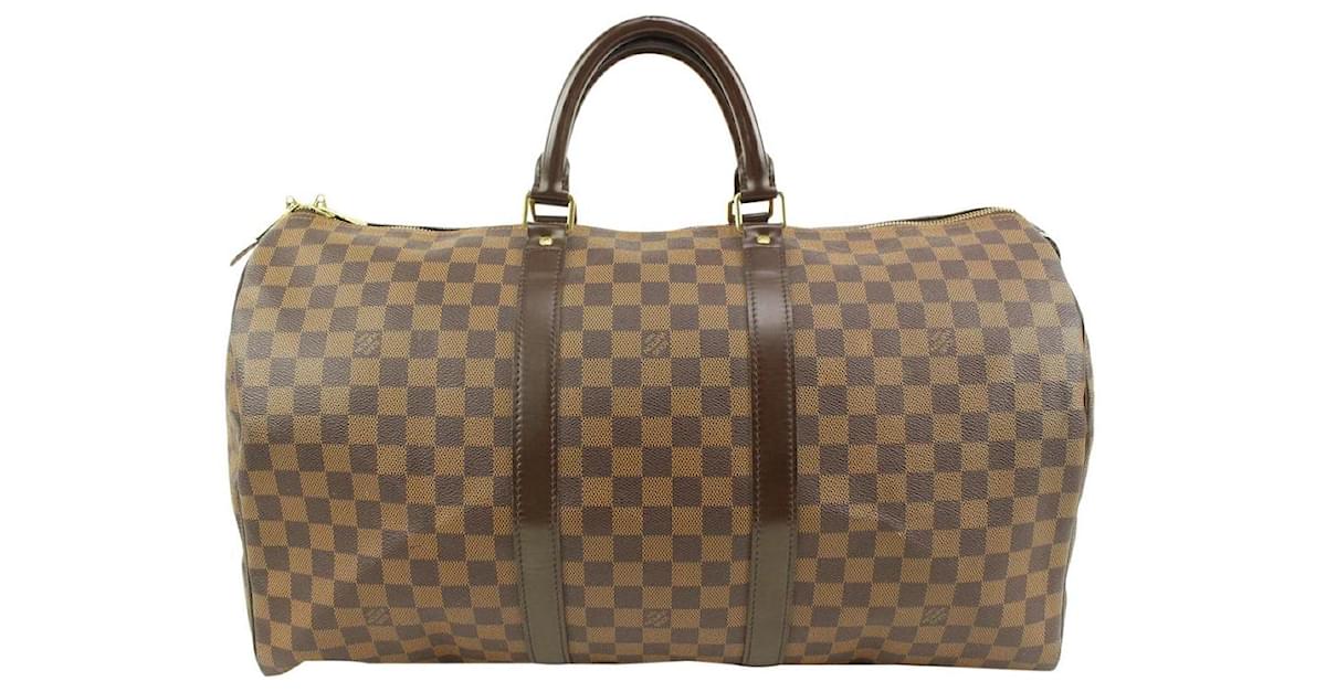 Louis Vuitton Damier Ebene Keepall 50 Boston Duffle Bag Leather ref.657096  - Joli Closet