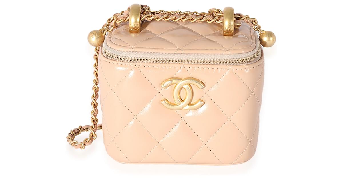 Chanel Pink Quilted Lambskin Pearl Crush Mini Vanity Case Leather  Pony-style calfskin ref.659305