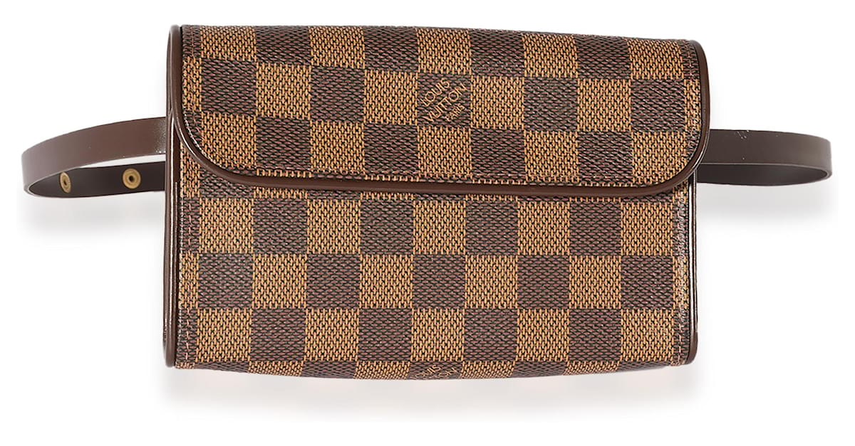 Louis Vuitton Brown Damier Ebene Florentine Pochette Leather Cloth  Pony-style calfskin ref.918366 - Joli Closet