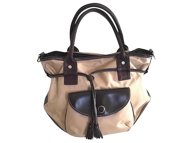 Miss Lancel Cream Dark brown Leather Cloth Joli Closet