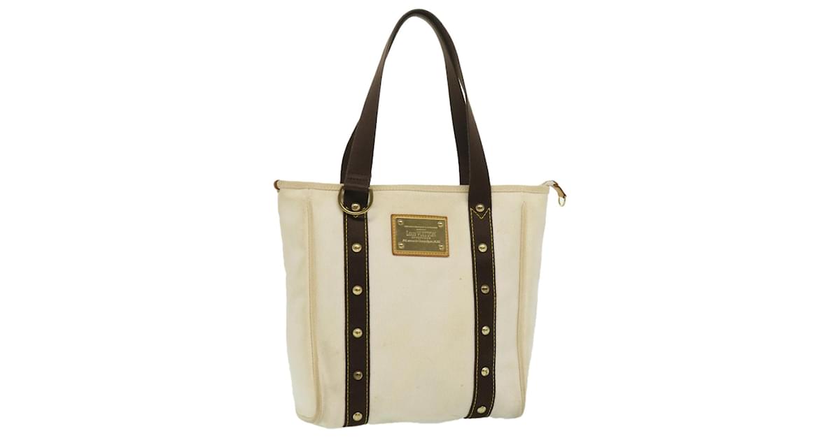 LOUIS VUITTON Antigua Cabas PM Tote Bag White Brown M40036 LV Auth bs2180  Cloth ref.663152 - Joli Closet