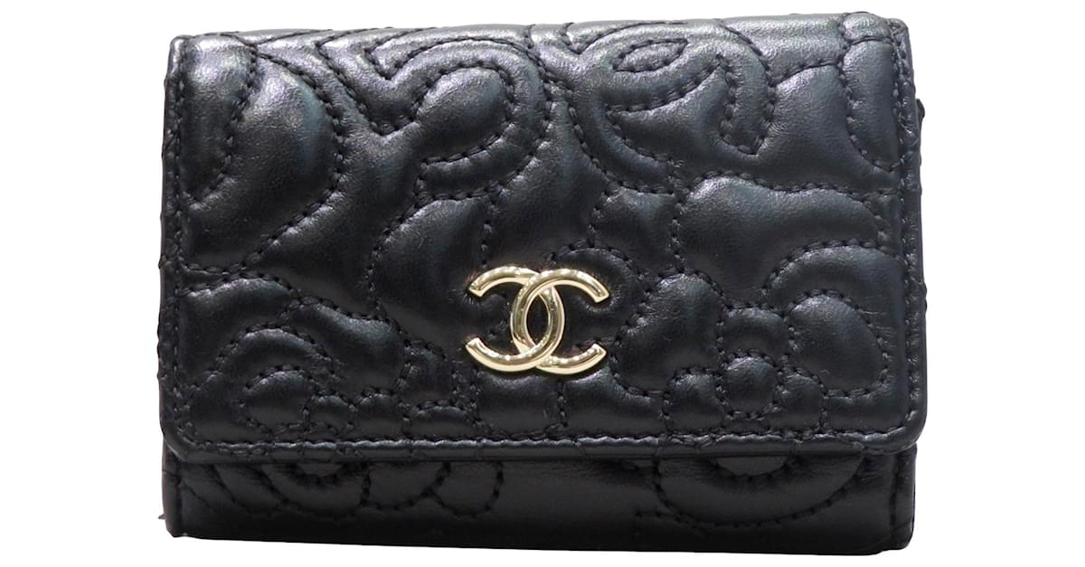 Chanel Black CC Camellia Card Holder Leather  - Joli Closet