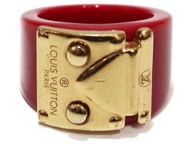 Bague Vintage En Résine Rouge - Taille 55 - Style Années 70/80