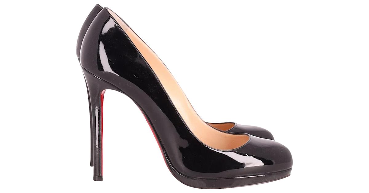 Christian Louboutin Neofilo 120 Black Leather Classic Platform Heel Pump  Size 38